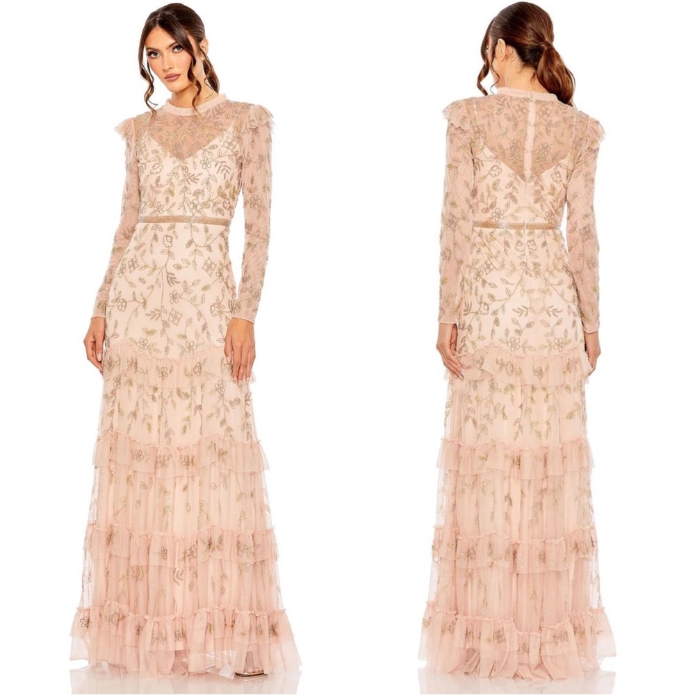 Mac Duggal Pink Floral Maxi Dress - Picture 1 of 7
